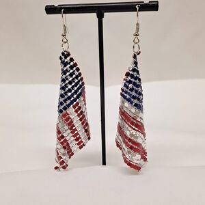 American Flag Mesh Earrings Never Worn